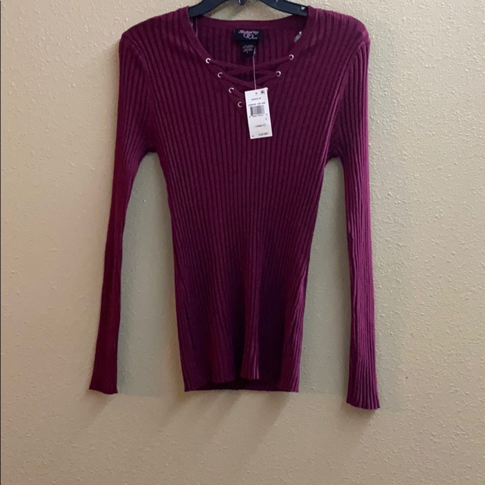 Hooked Up Tie Up Front Fitted Sweater